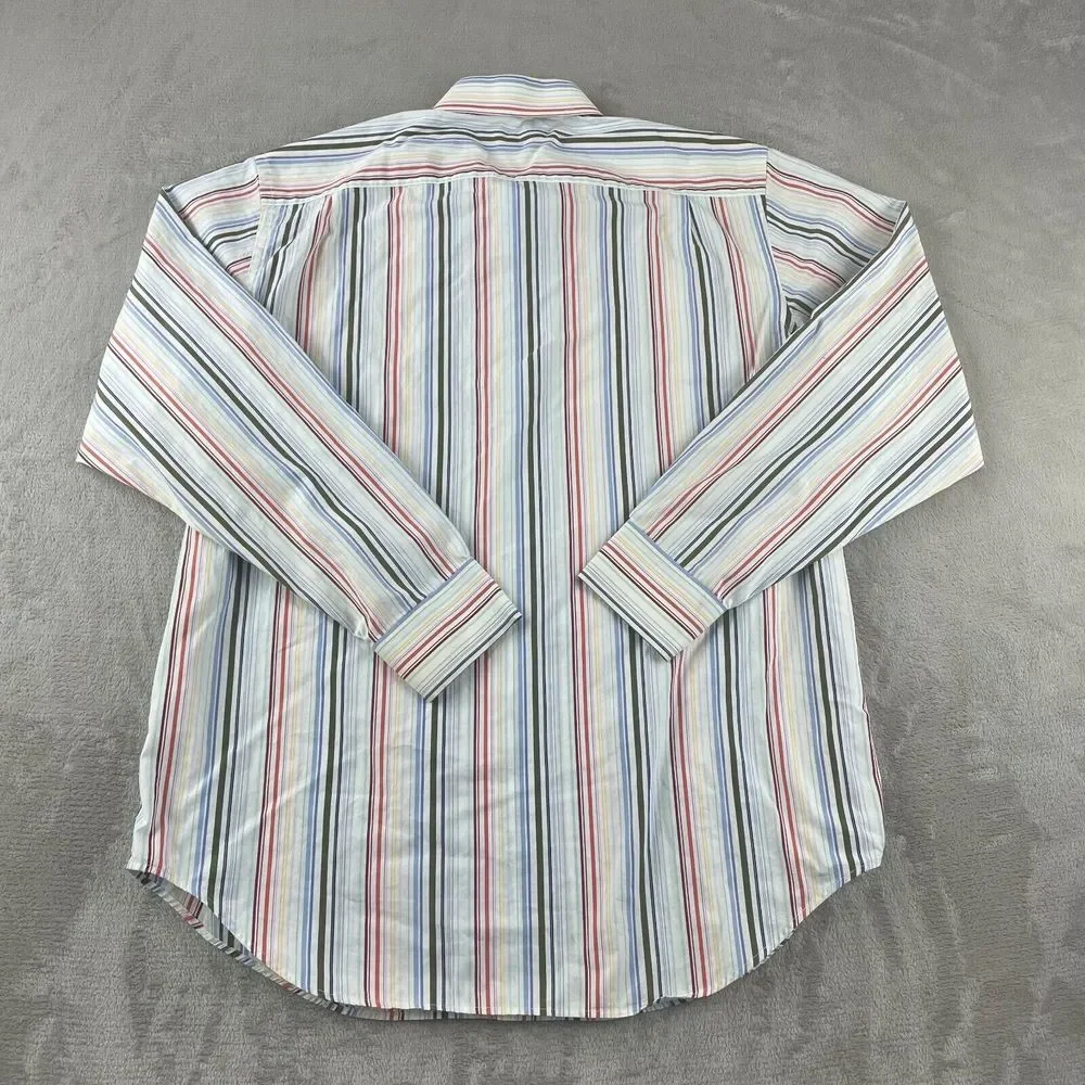 Vintage Banana Republic Shirt Men Multi Striped Long Sleeve‎ Preppy Causal